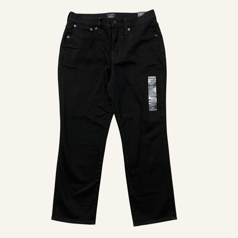 J. Crew Factory Womens Essential Straight Jeans Size 28P NWT Black Cropped